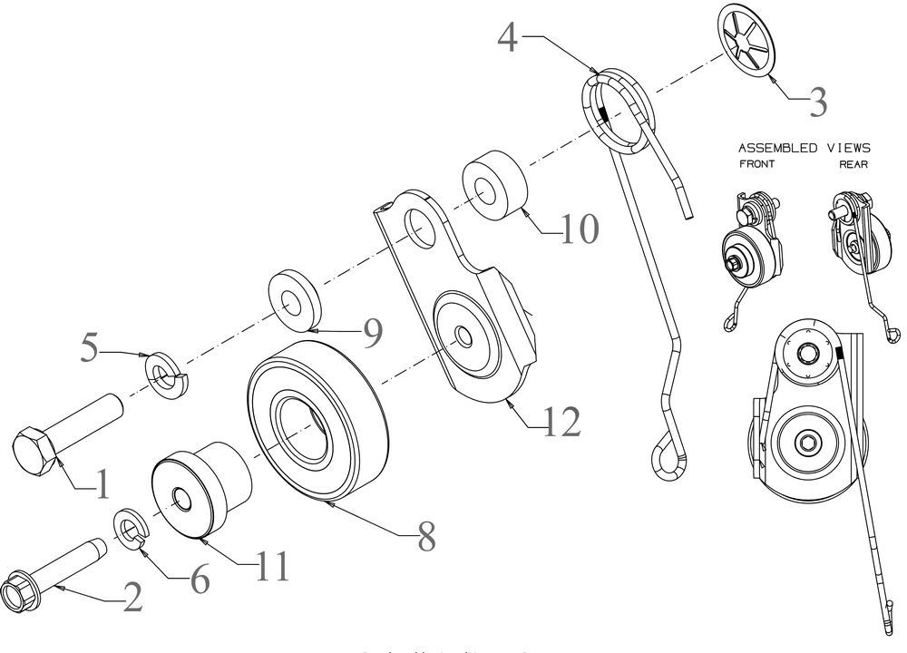 Idler Assembly Diagram and Parts List for 2X24-INCH (31AM6BVRB10)(2023) Cub Cadet Snow Blower